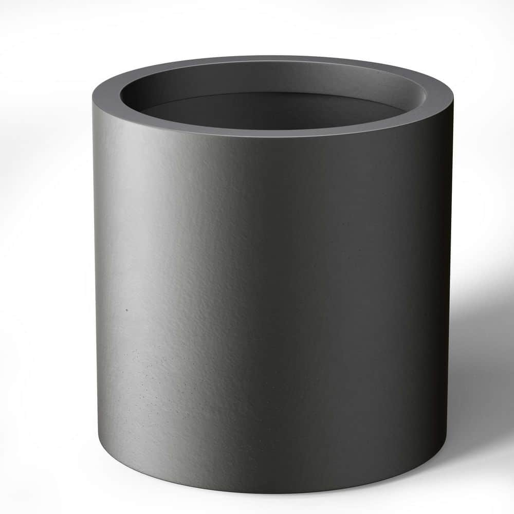 13 in. Medium Charcoal Black (Enhanced Interior) Concrete Round Planter / Pot with Drainage Holes - Hercitys