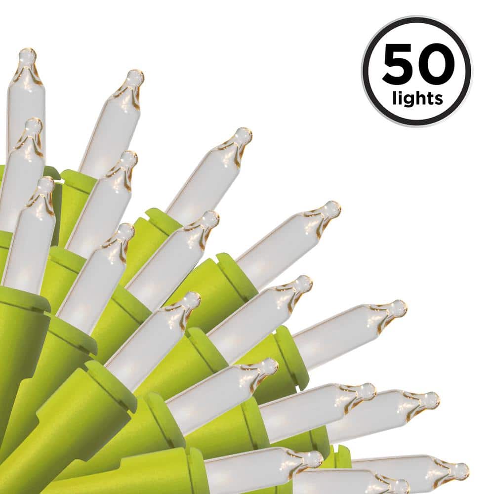 50-Light Designer Series Clear Mini Lights, Apple Green Wire - Hercitys