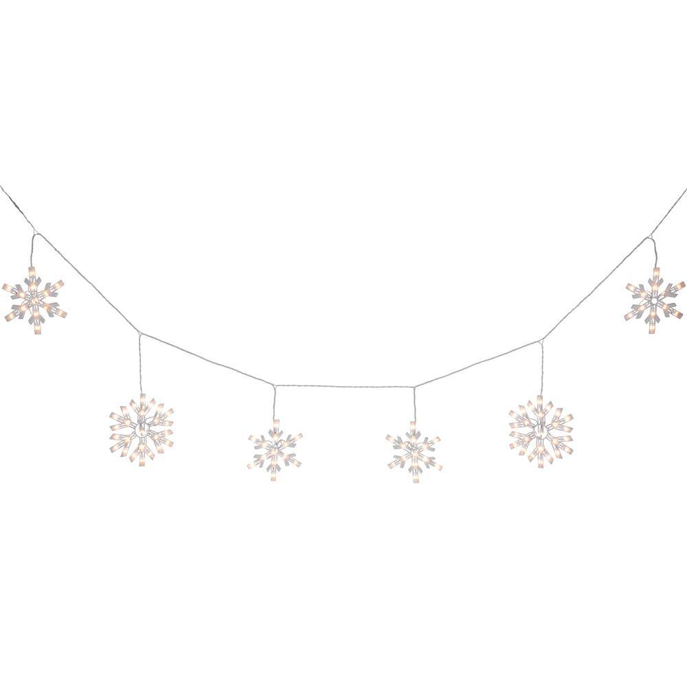150-Count White Snowflake Icicle Christmas Lights 8.5 ft. White Wire - Hercitys