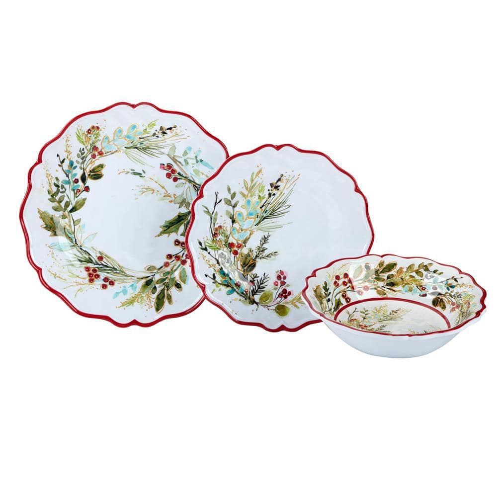 12-Piece Melamine Christmas Gatherings Melamine Dinnerware Set - Hercitys