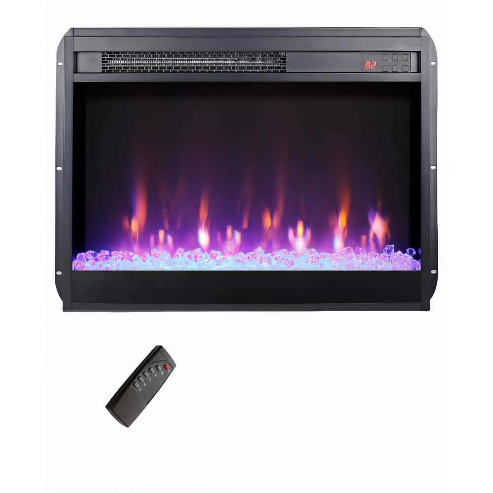 1400-Watt Black Indoor Electric Infrared Radiant Space Heater Fireplace Insert Panel with Remote Control - Hercitys