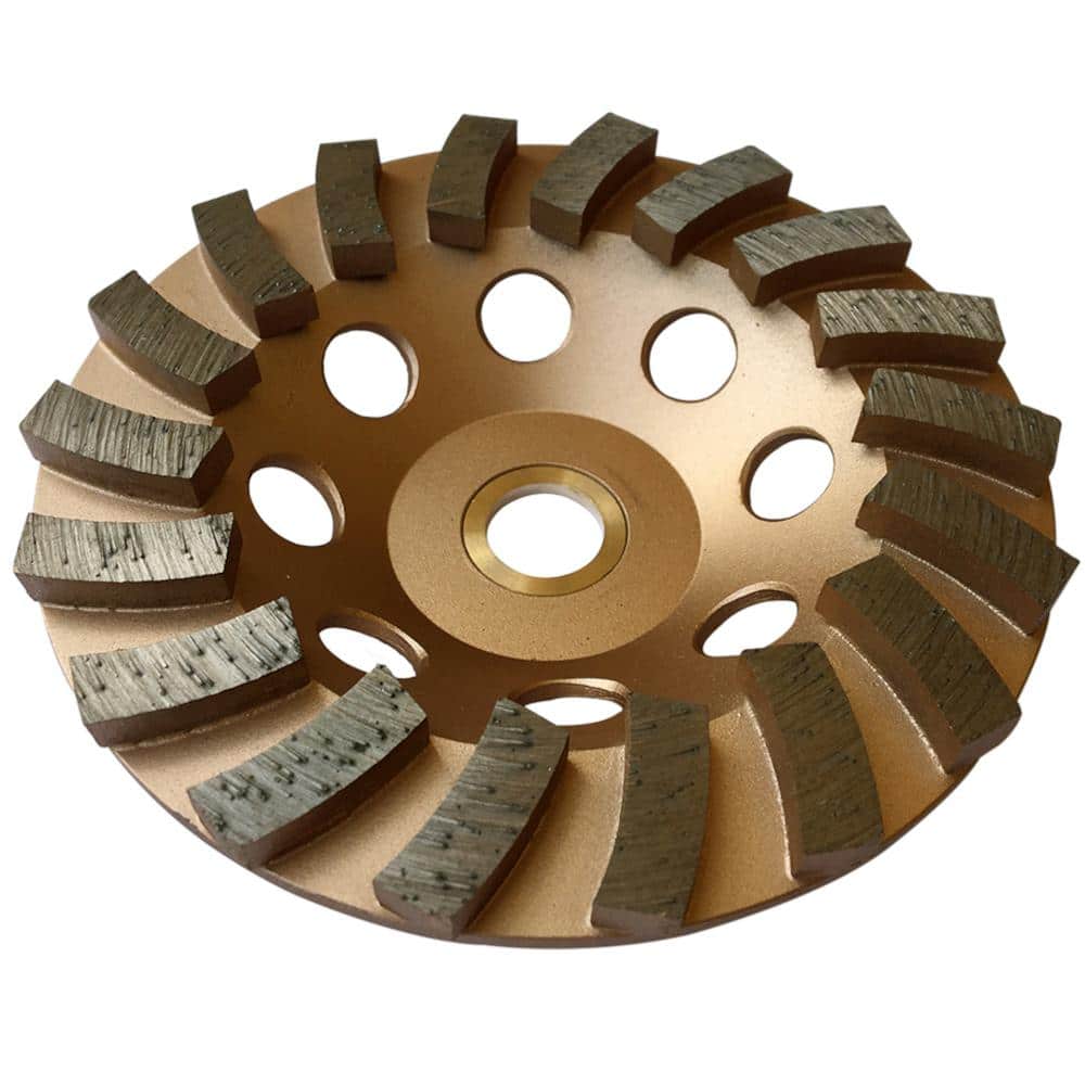 5 in. Diamond Grinding Wheel for Concrete and Masonry, 18 Turbo Diamond Segments, 7/8 in. – 5/8 in. Non-Threaded Arbor - Hercitys