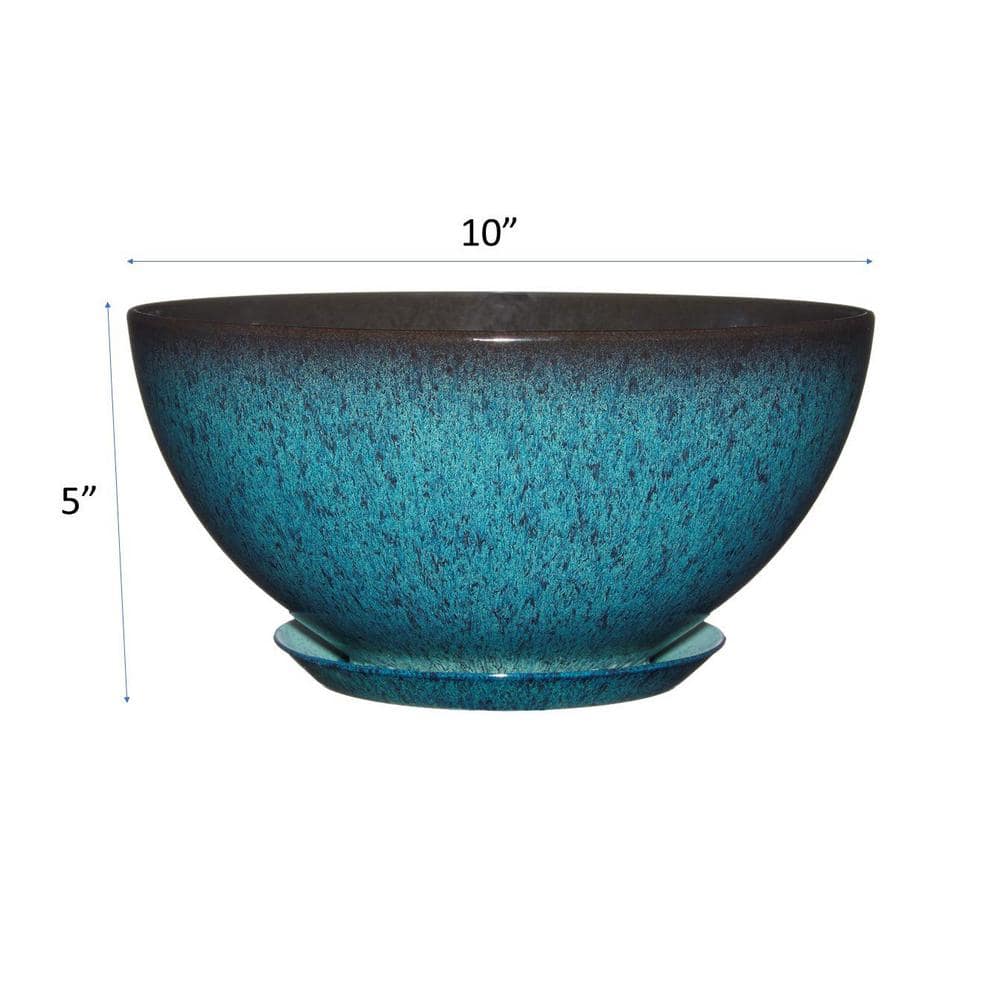 10 in. Indigo Speckle Rosie Bowl Resin Planter - Hercitys