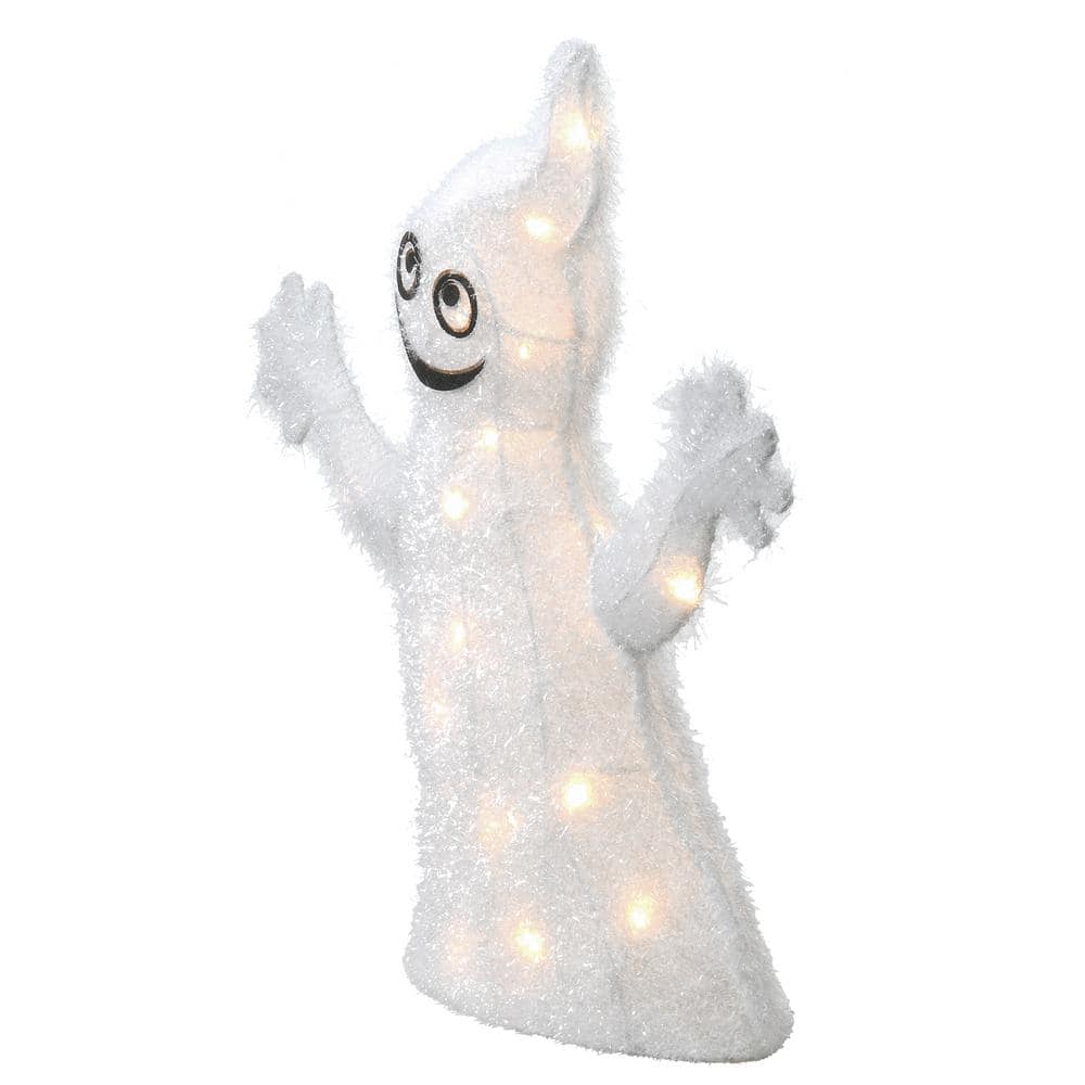 18 in. Pre-Lit Halloween Smiling Ghost Outdoor Decoration with 25 LED Lights - Hercitys
