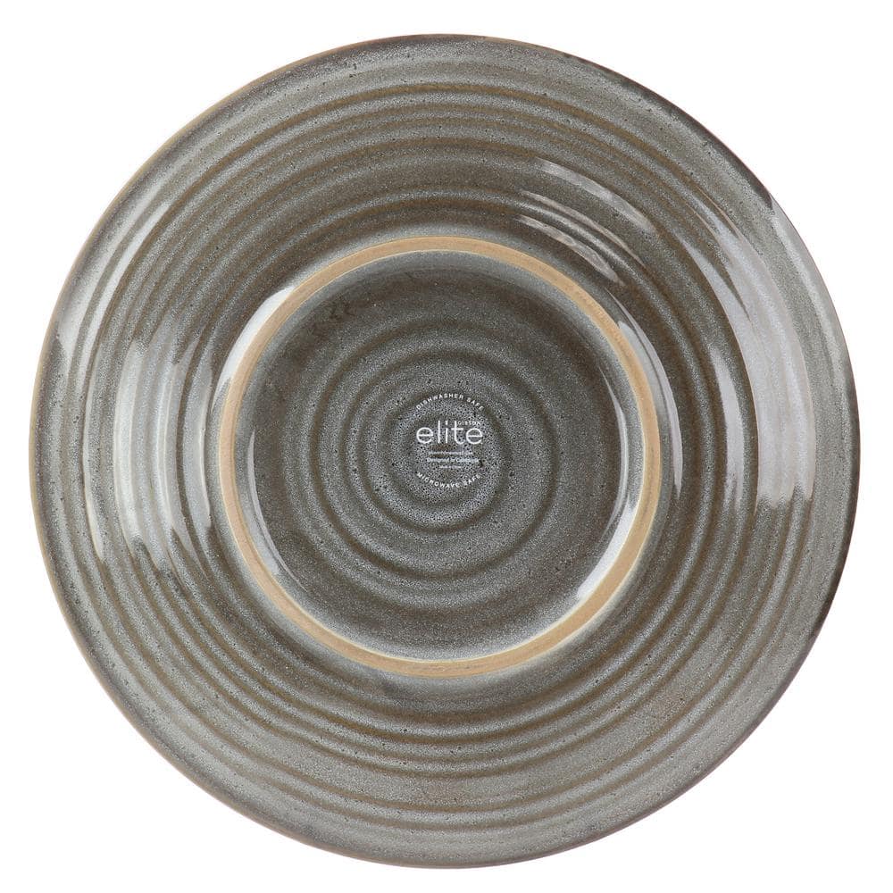 (12 Piece) Dreamweaver Round Earthenware Dinnerware Set in Gray - Hercitys