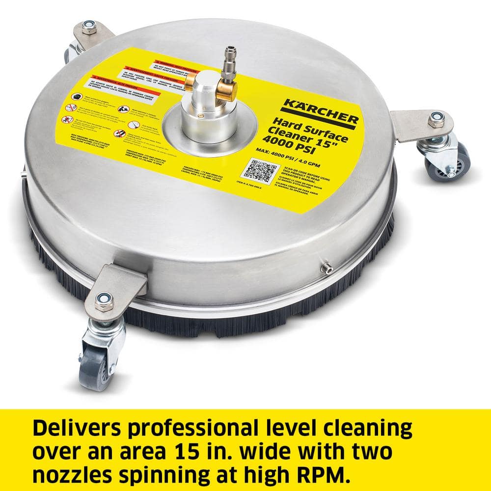 15 in. Metal Surface Cleaner, 4000 PSI Max, Pressure Washer Surface Cleaner with 2 Extensions Wands - Hercitys