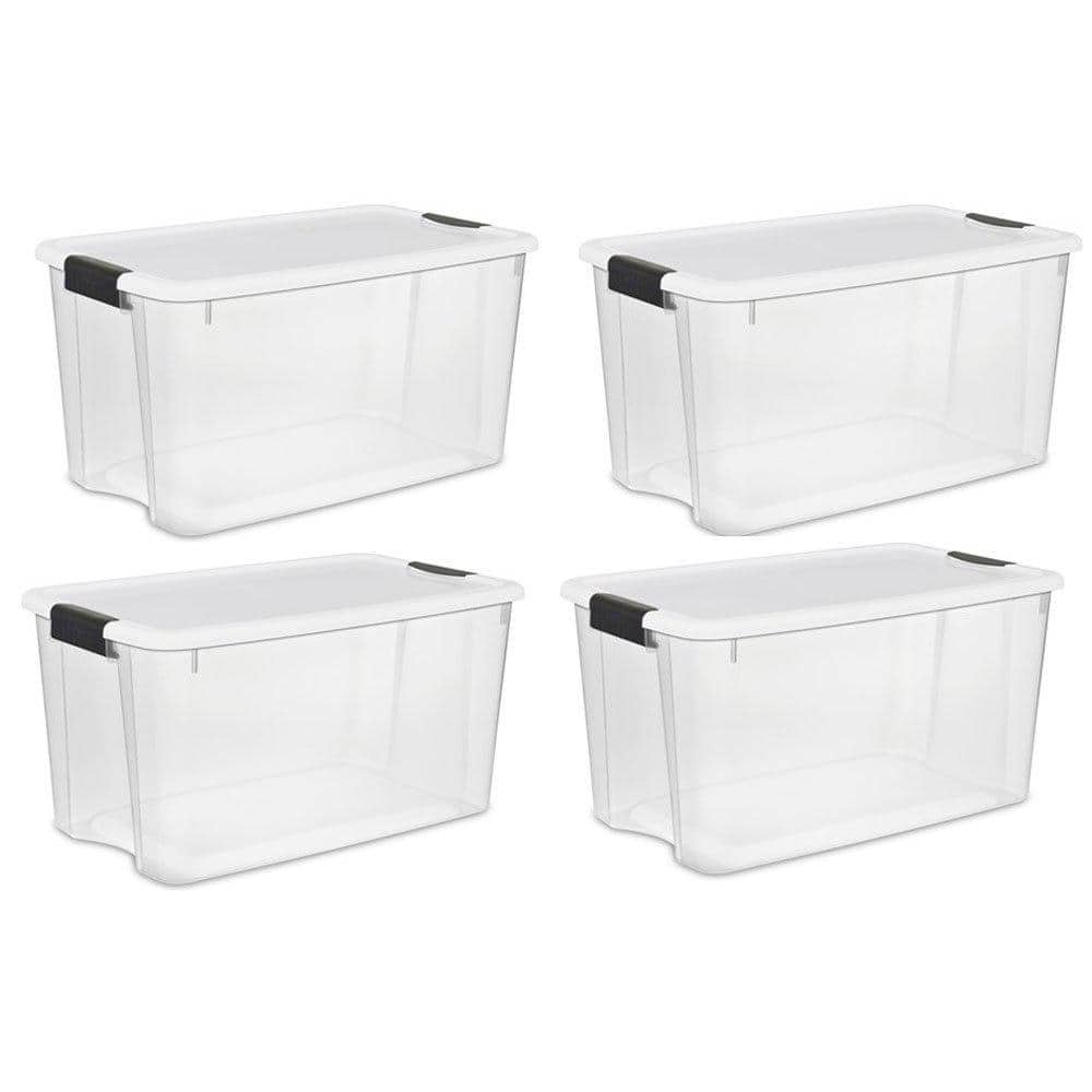 116 and 70 Quart Ultra Latching Storage Tote Container Clear (4 Pack) - Hercitys