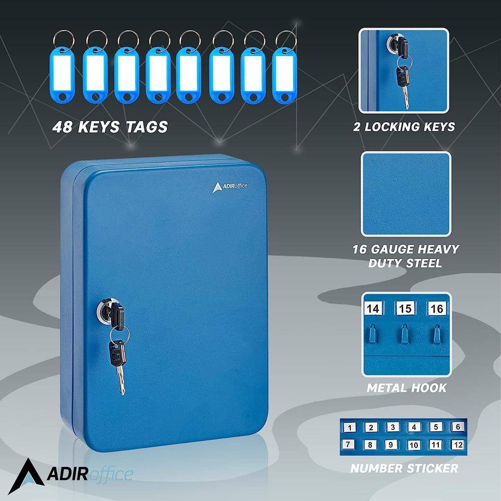48 Key Steel Secure Cabinet with Key Lock, Blue (2-Pack) - Hercitys
