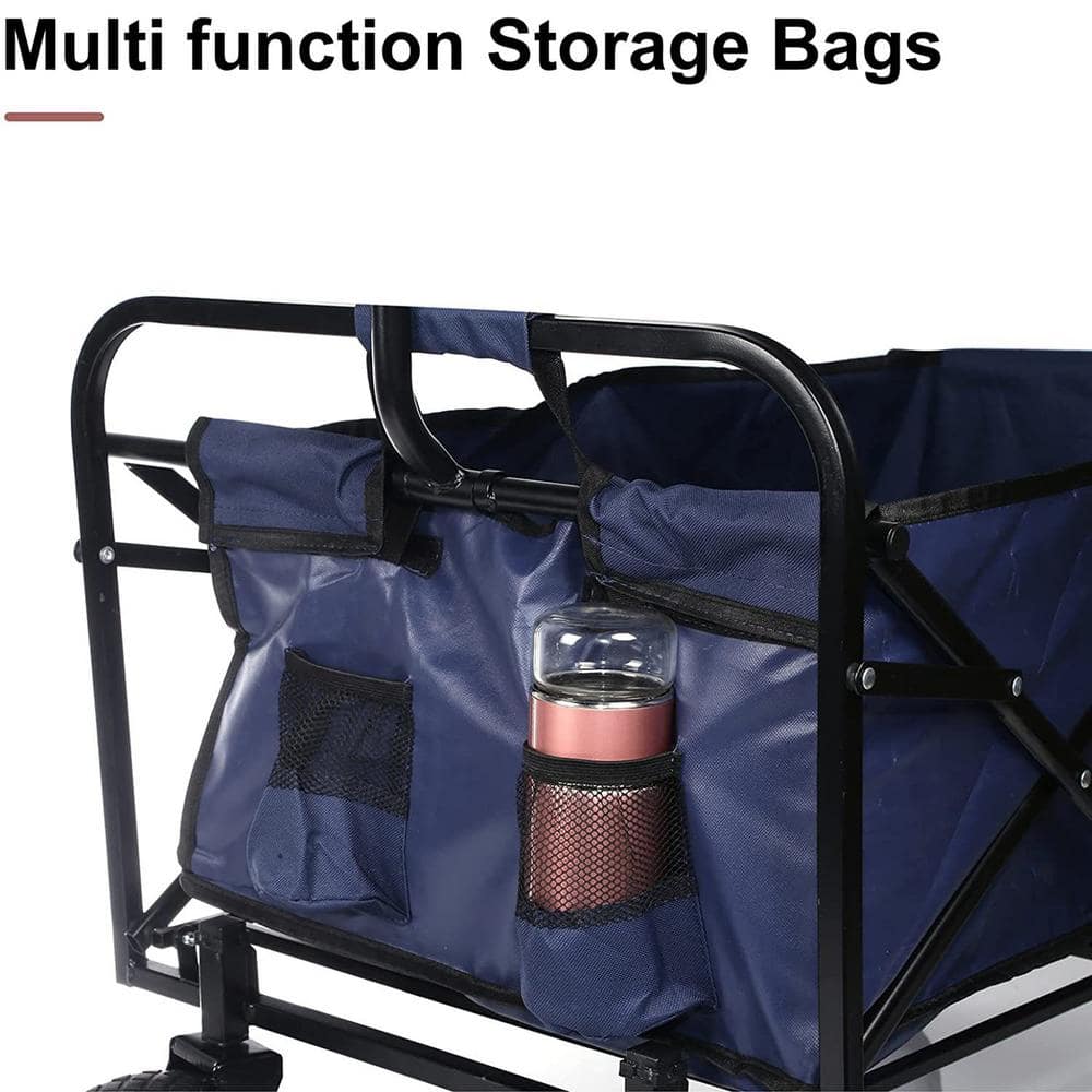 3 cu. ft. Steel Collapsible Garden Cart with 360-Degree Swivel Wheels and Adjustable Handle, 220 lbs. Weight Capacity - Hercitys