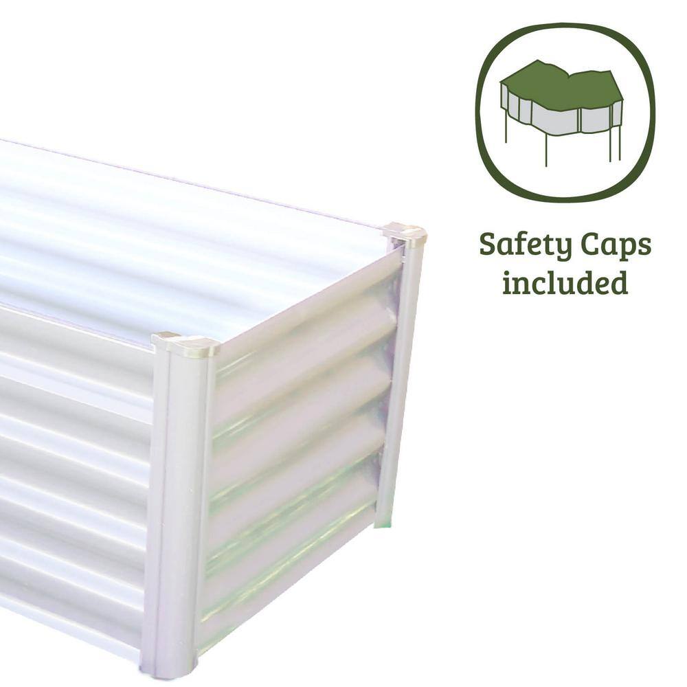 48 in. W x 48 in. D x 12 in. H Surfmist White Galvanized Steel Metal L Raised Garden Bed - Hercitys