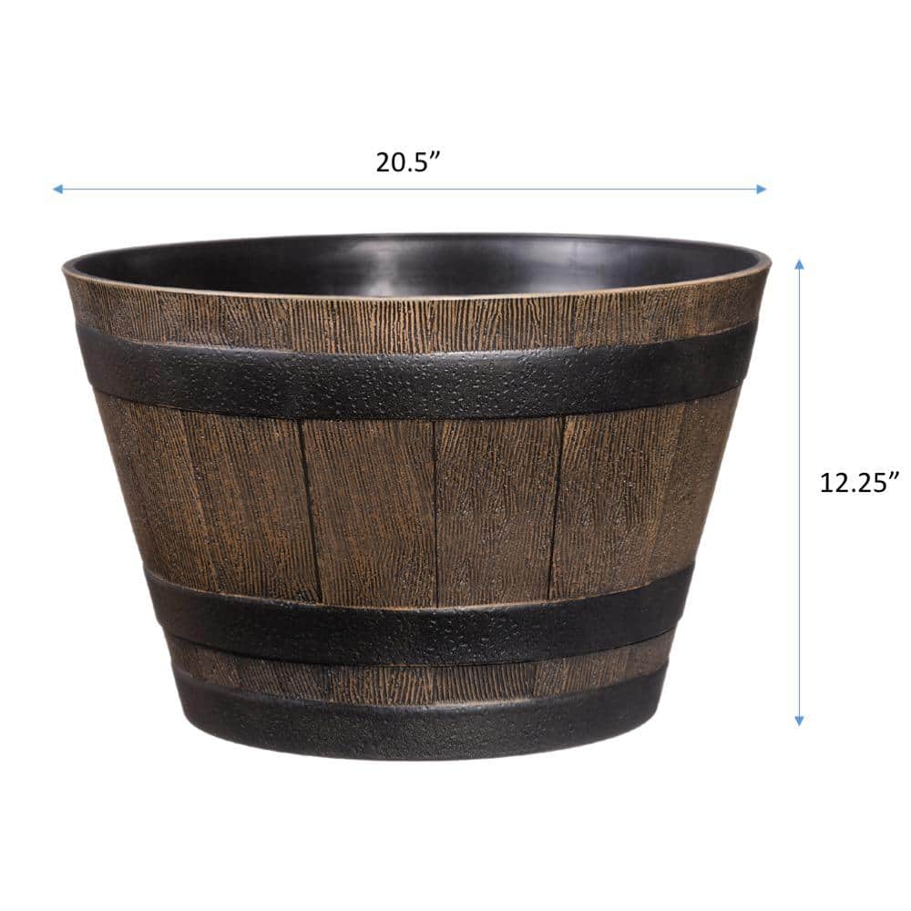 20.5 in. Dia x 12.25 in. H Kentucky Walnut Resin Whiskey Barrel - Hercitys