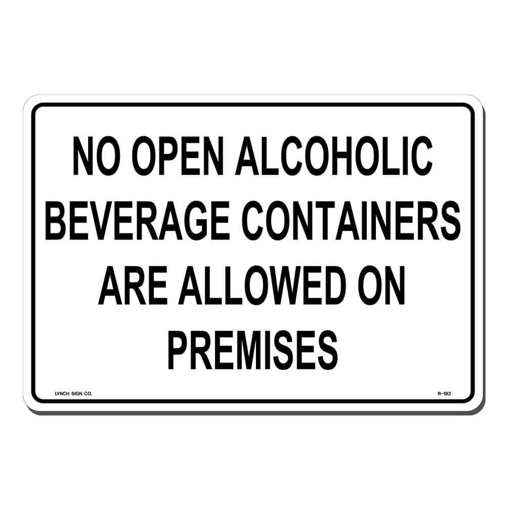 14 in. x 10 in. No Open Alcohol on Premises Sign Printed on More Durable, Thicker, Longer Lasting Styrene Plastic - Hercitys
