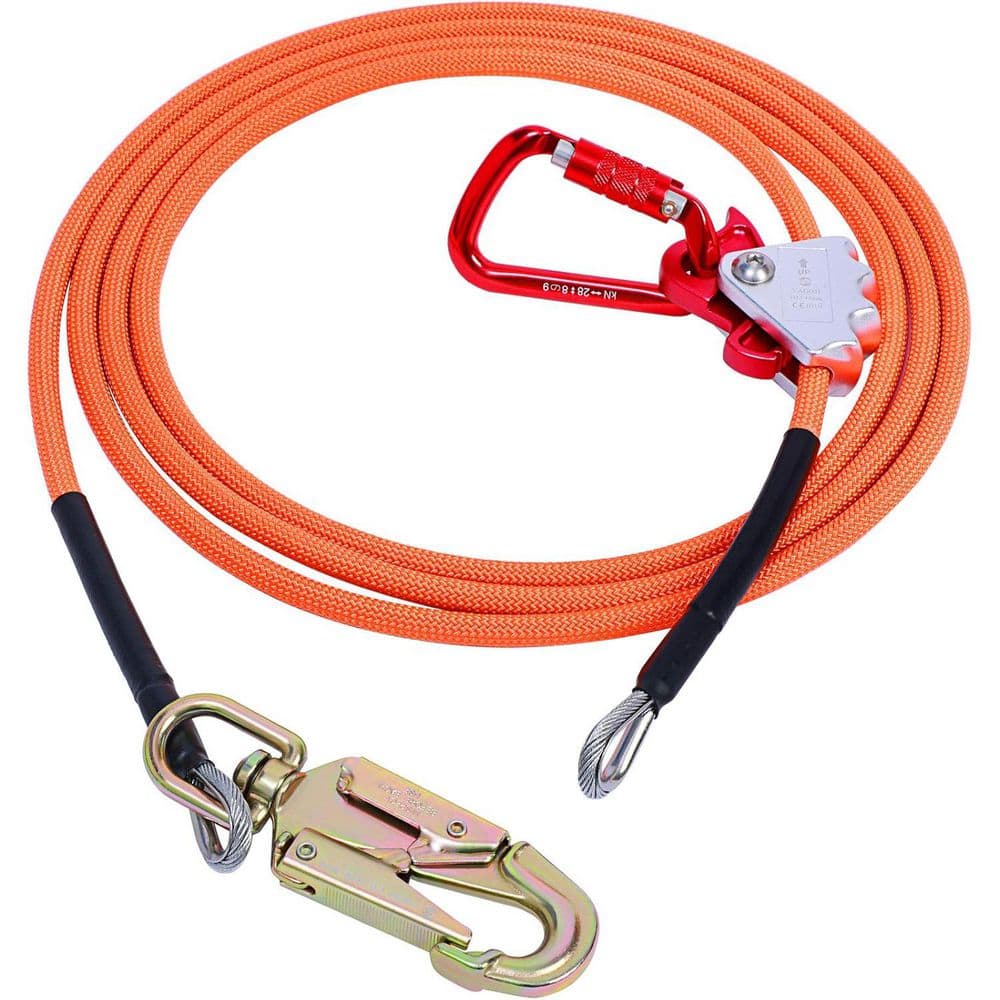 16 ft. Steel Core Flipline with Triple Lock Carabiner Adjuster and Steel Swivel Snap Retractable Lifeline - Hercitys