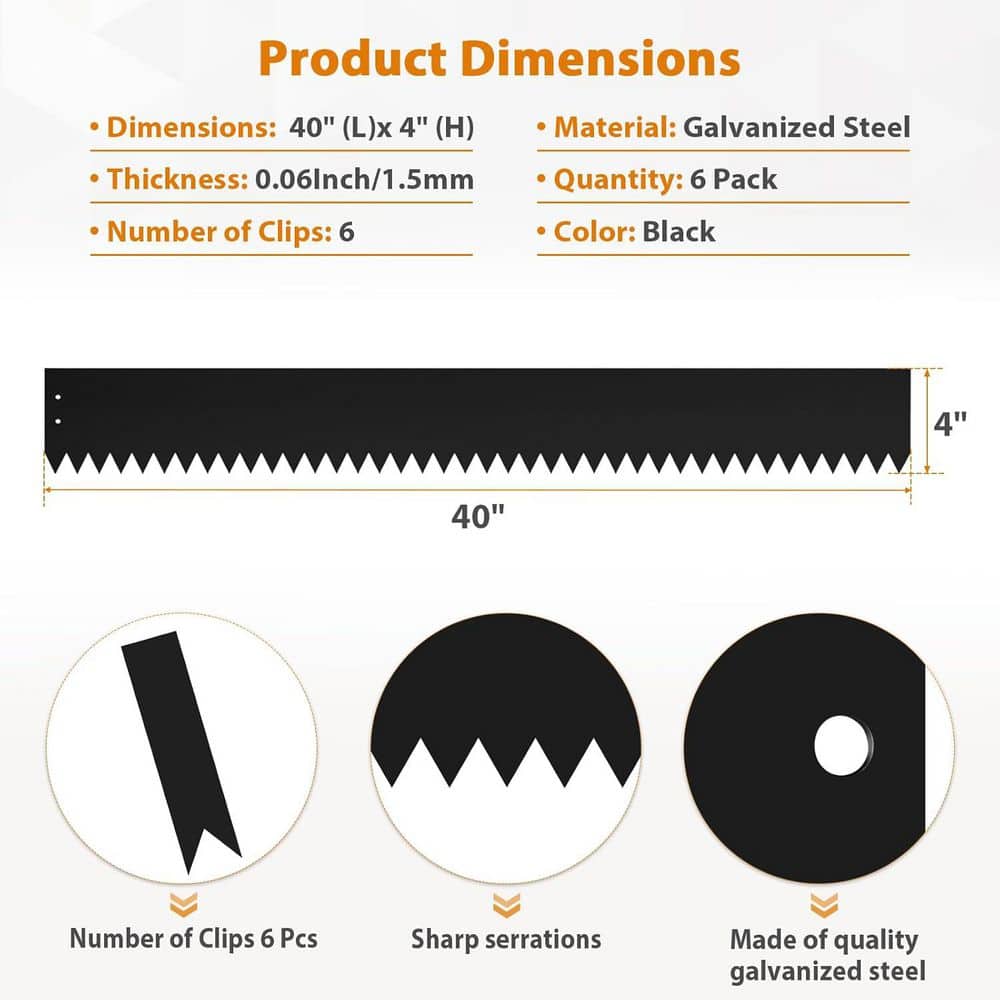 40 in. x 4 in. Steel Garden Edging with Matte Finish, 6-Piece Set - Hercitys