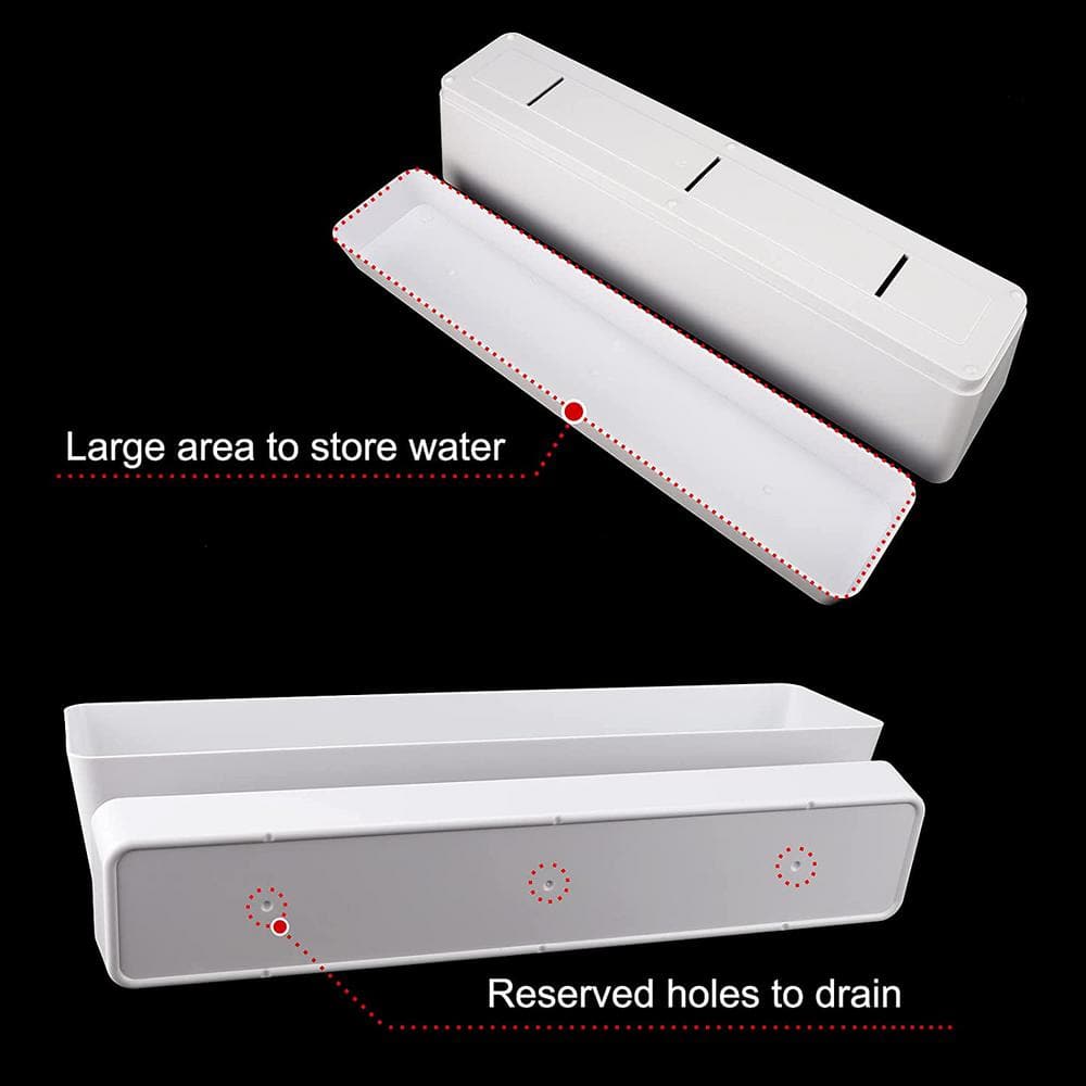 16 in. x 3.8 in. White Large Window Boxes Plastic Planters, 1-Pieces Vegetable Herb Planters with Tray - Hercitys