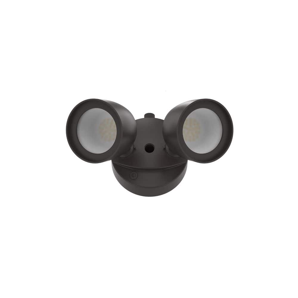 24-Watt 2400-Lumen Dusk to Dawn Outdoor Integrated LED Twin Head Bronze Flood Light - Hercitys