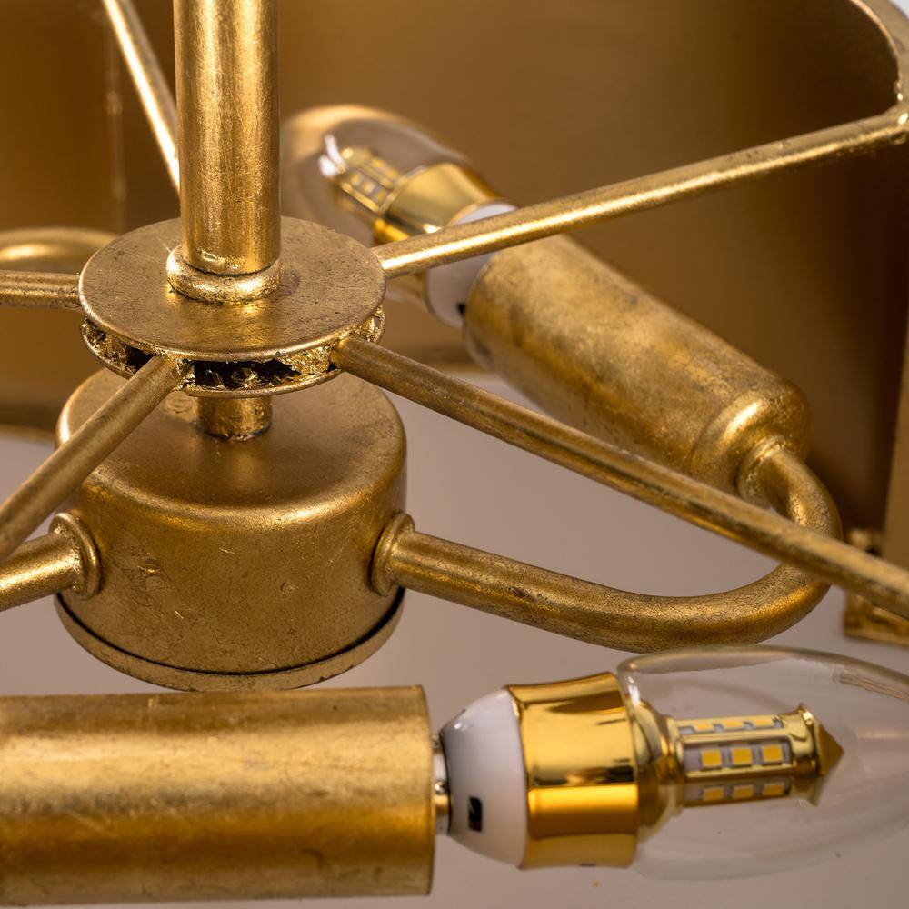 15.35 in. 3-Light Gold Metal Flower Semi Flush Mount Ceiling Light Fixture - Hercitys