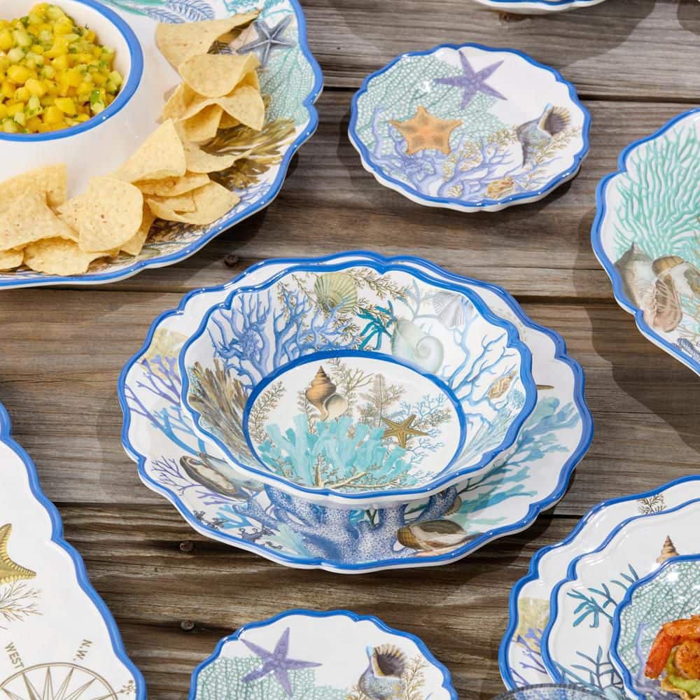 28 fl. oz. Blue Lagoon Melamine All Purpose Bowl (Set of 4) - Hercitys