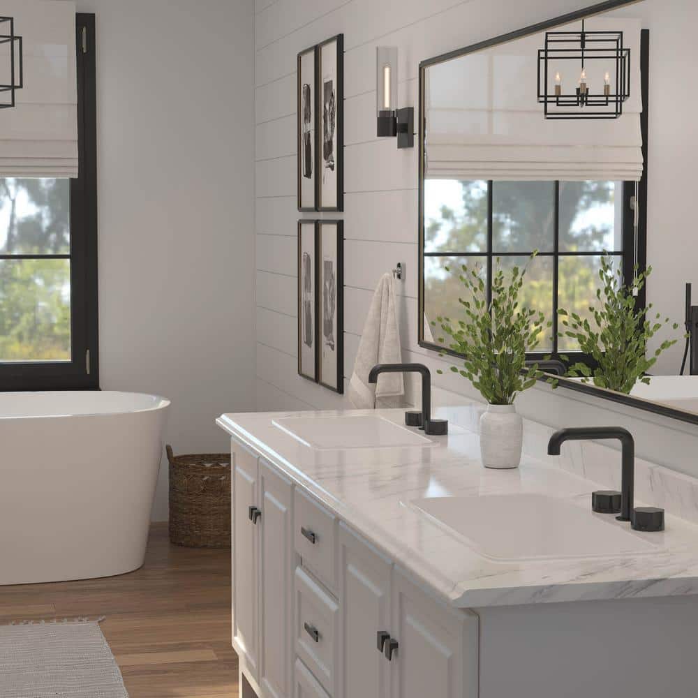 4 ft. Straight Laminate Countertop Kit Included in Calcutta Marble with Full Wrap Ogee Edge and Backsplash - Hercitys