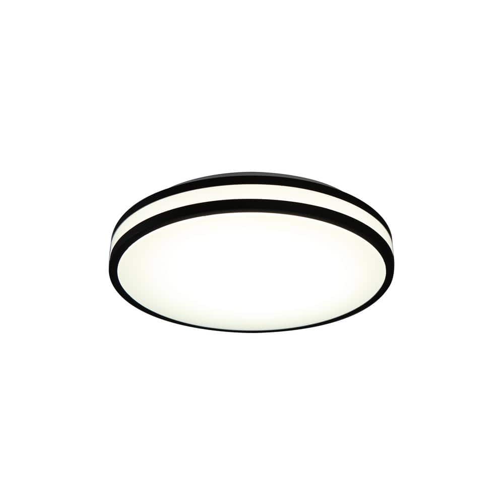 13 in. Matte Black Adjustable CCT Integrated LED Flush Mount 3000K/4000K/5000K Light Fixture - Hercitys