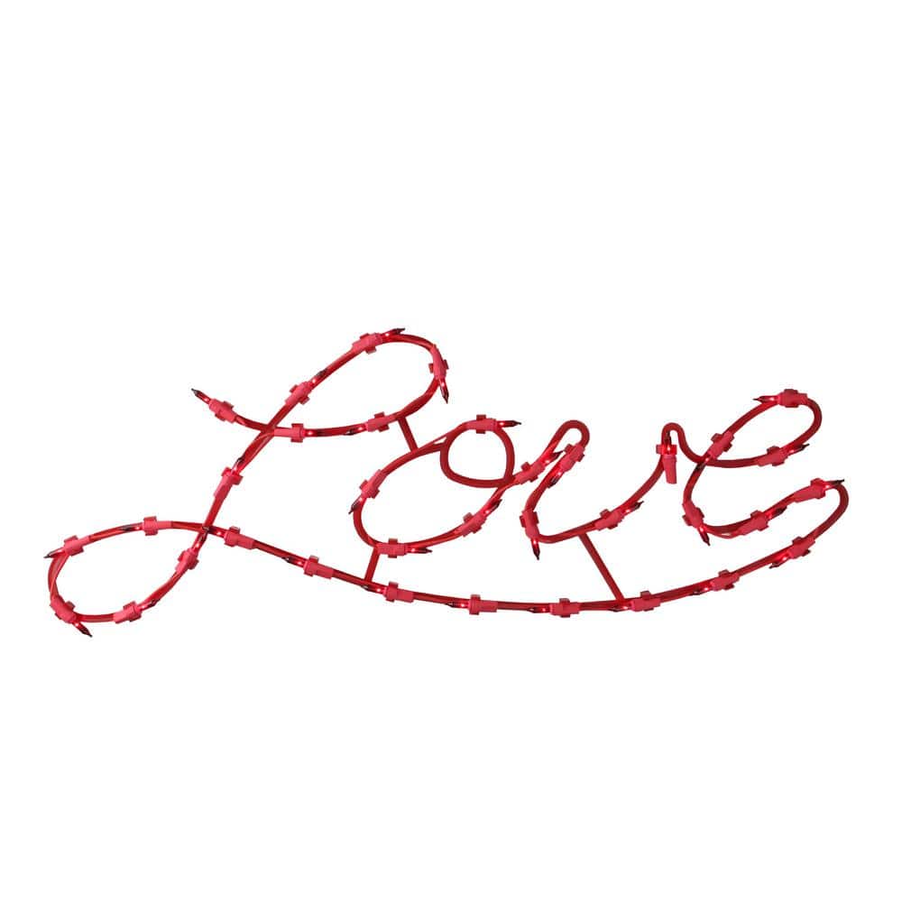 17 in. 35-Light Red Incandescent Lighted Love Script Valentine’s Day Window Silhouette - Hercitys
