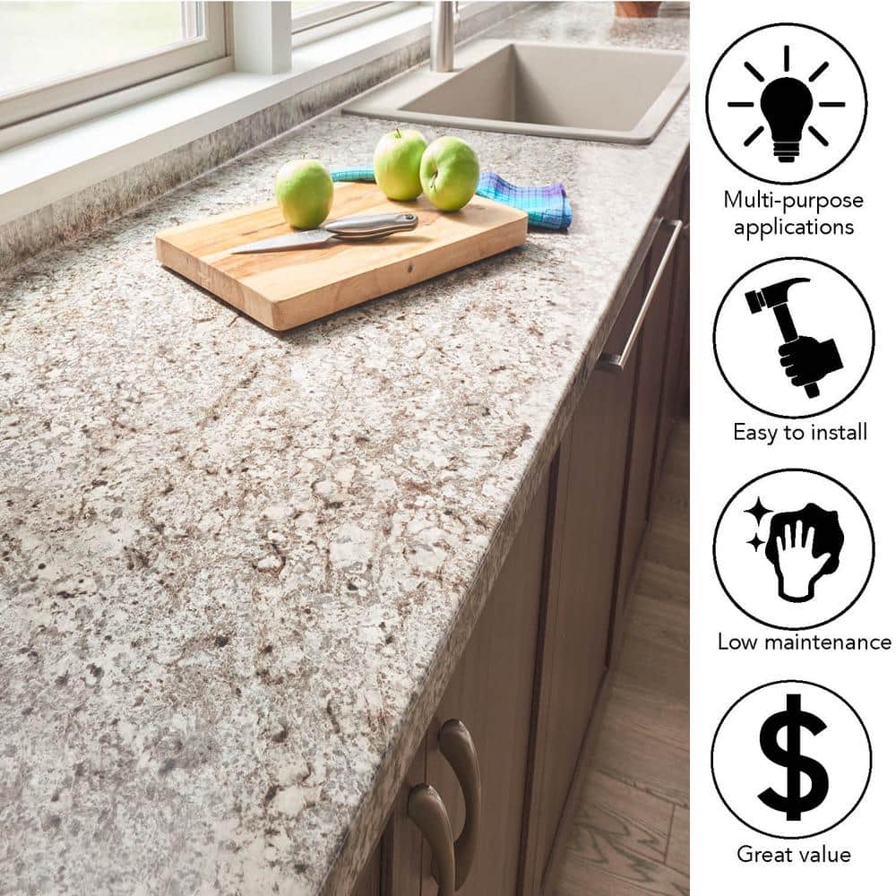 10 ft. Straight Laminate Countertop in Textured Tuscan Romano with Eased Edge and Integrated Backsplash - Hercitys