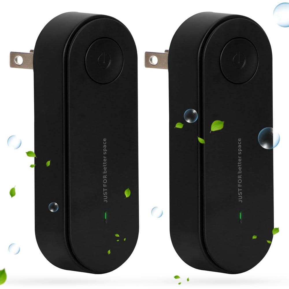 20 Sq. Ft. Mini Portable Plug-in Negative Ion Air Purifier in Black (2 Pack) - Hercitys