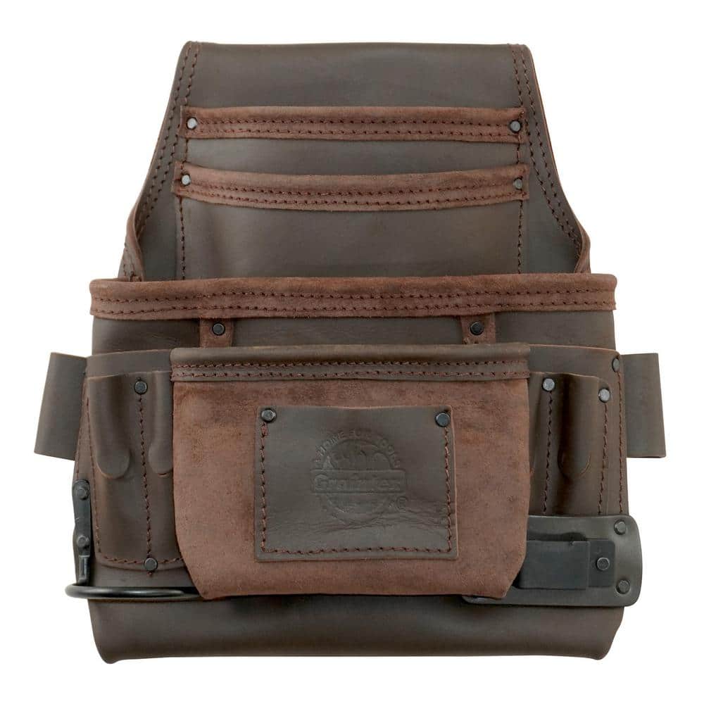 10-Pocket Oil Tanned Leather Nail and Tool Pouch - Hercitys