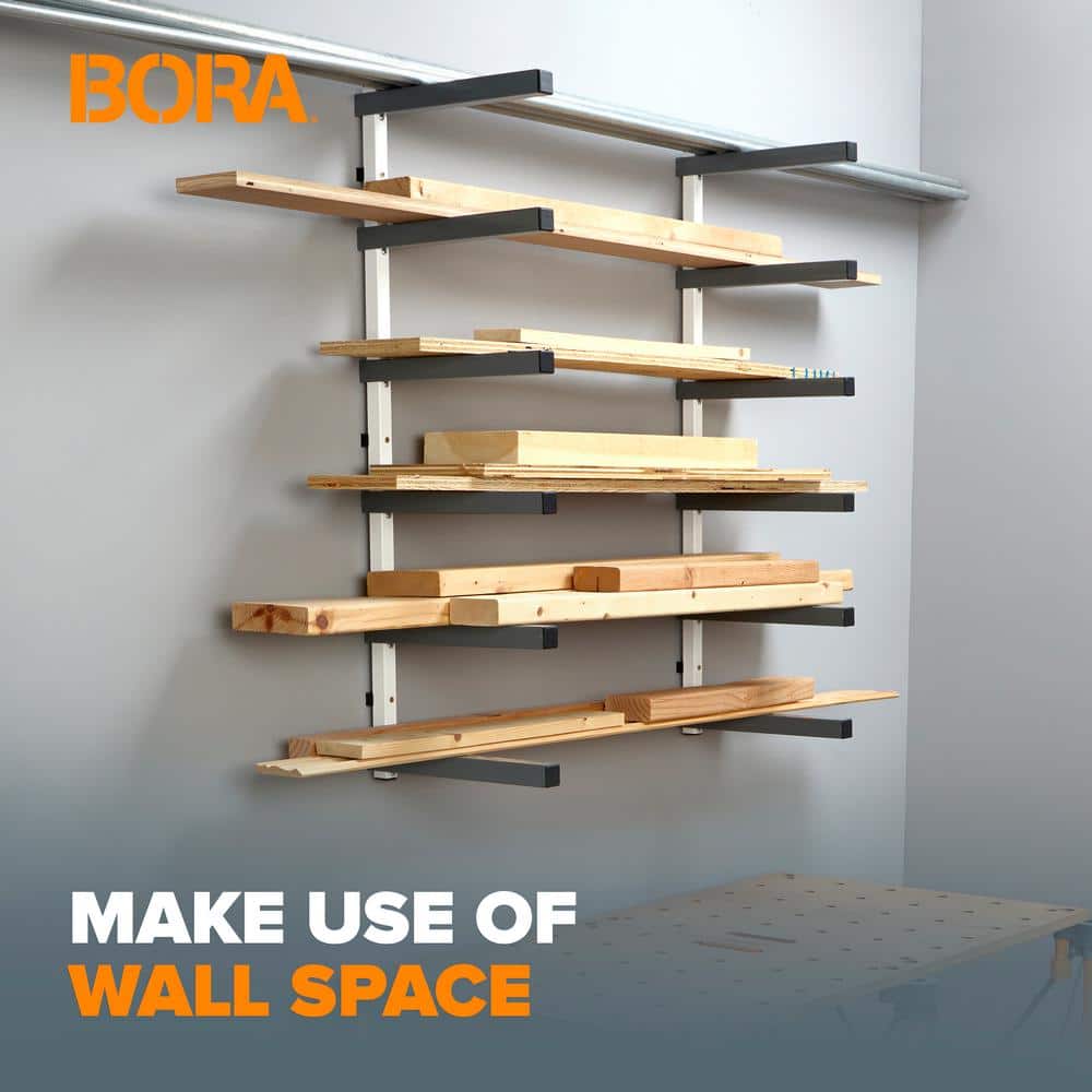 39.5 in. H x 72 in. W x 12.5 in. D 6-Level White/Gray Mounted Steel Garage Wall Shelf - Hercitys