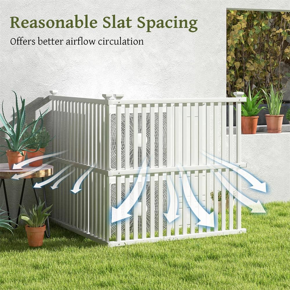 45 in. Plastic Garden Fence in White with Metal Ground Stakes Slat Spacing Sturdy(4 Panels) - Hercitys