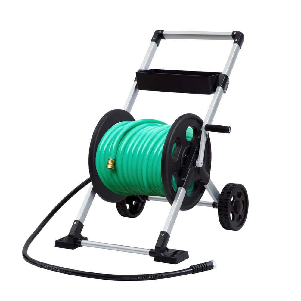 250 ft. Silver Aluminum 2 Wheel Hose Cart Garden Hose Reel - Hercitys