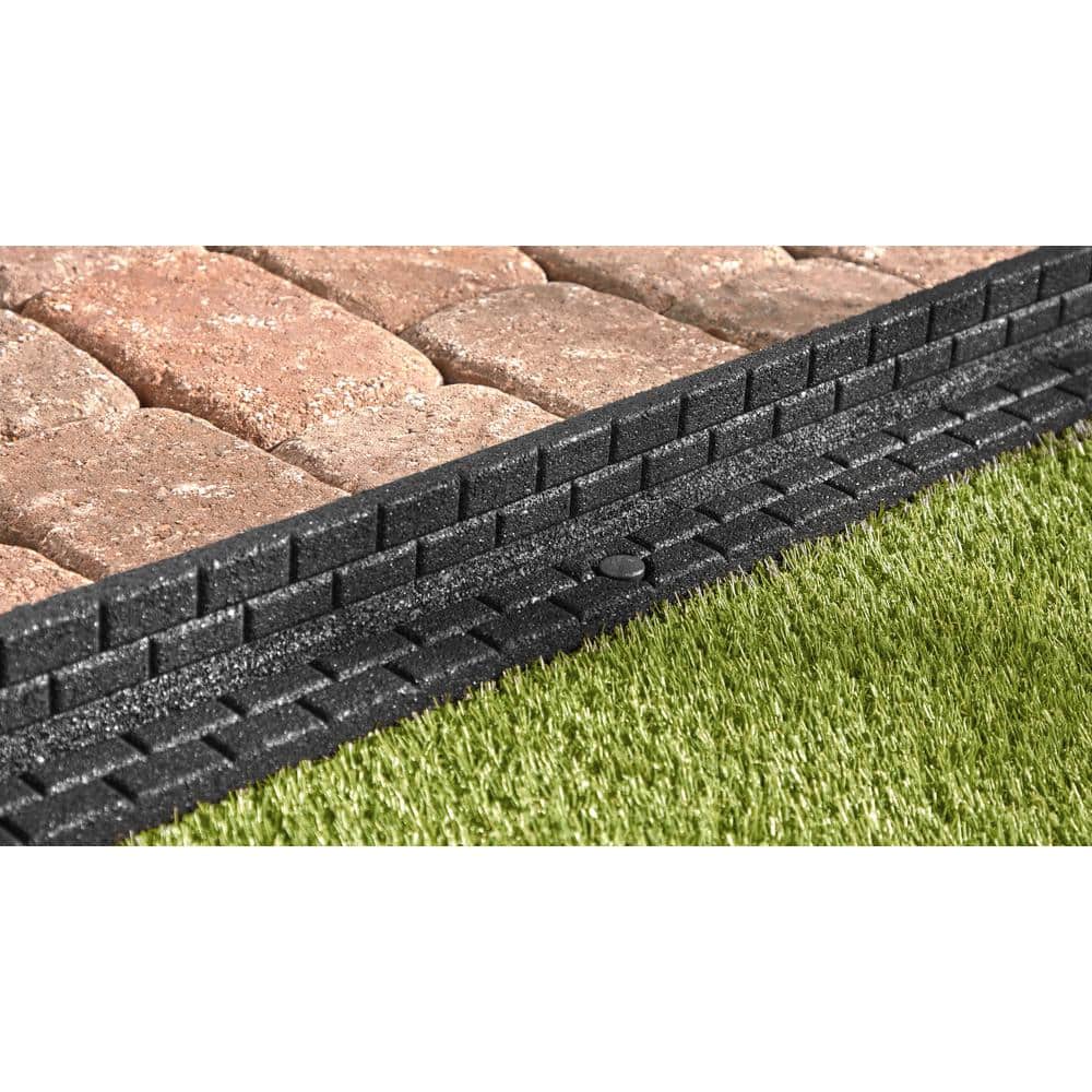 48 in. x 3 in. x 3 in. Black Brickface Rubber Landscape Edging - Hercitys
