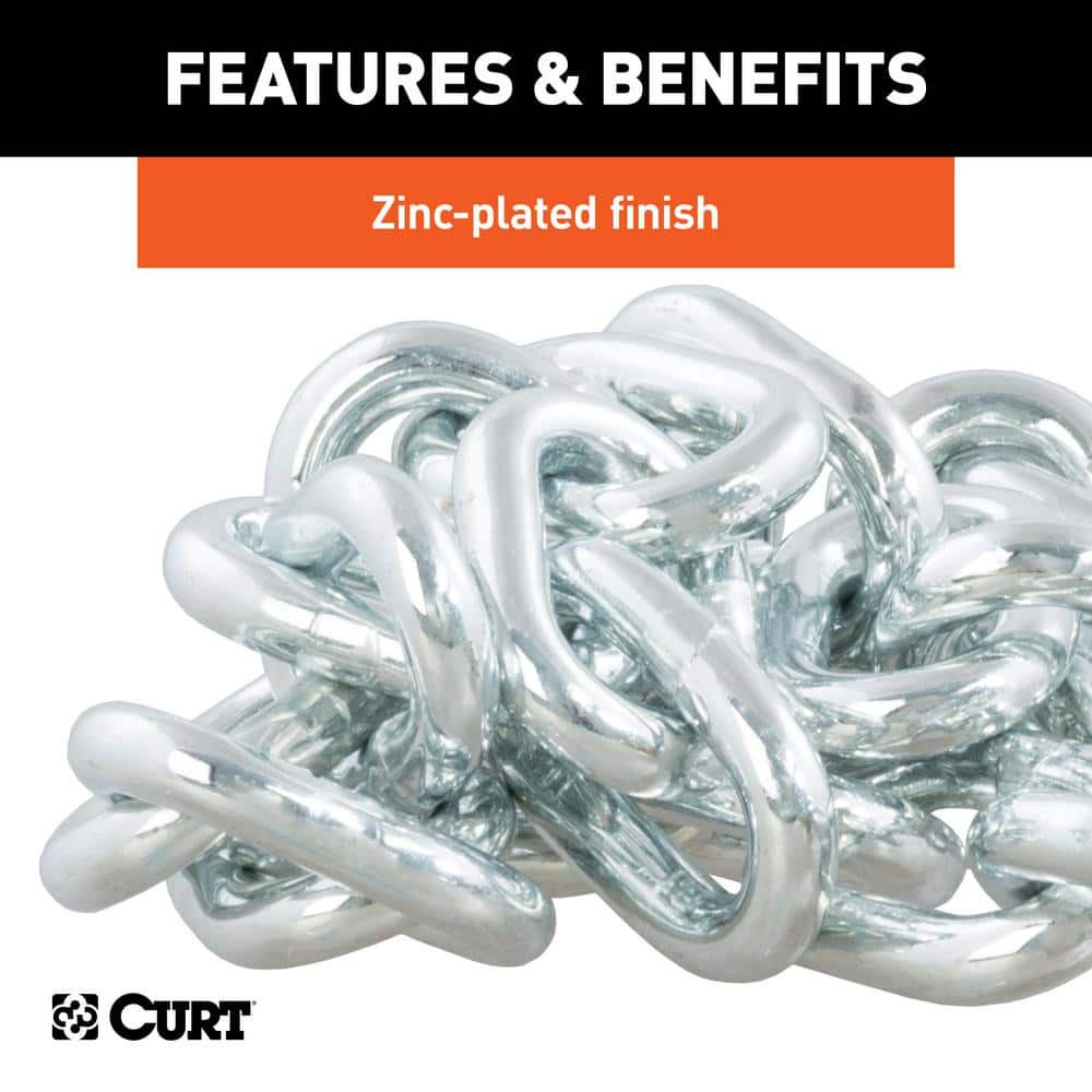 35″ Safety Chain with 1 Clevis Hook (11,700 lbs., Clear Zinc) - Hercitys