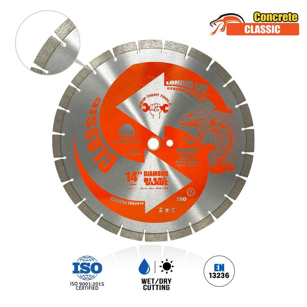 14 in. Classic Segmented General Purpose Diamond Blade for Granite, Marble, Concrete, Stone, Brick and Masonry - Hercitys
