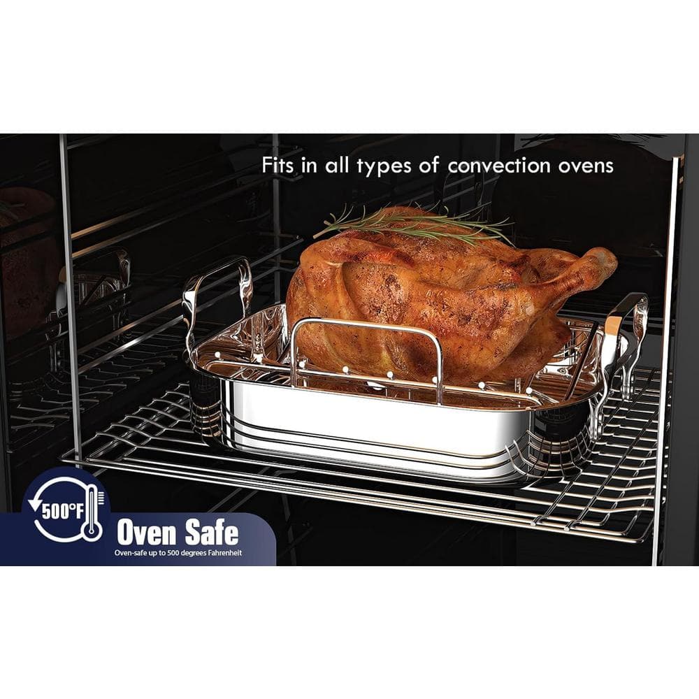12 Qt. Stainless Steel Roaster Roasting Pan with Rack - Hercitys