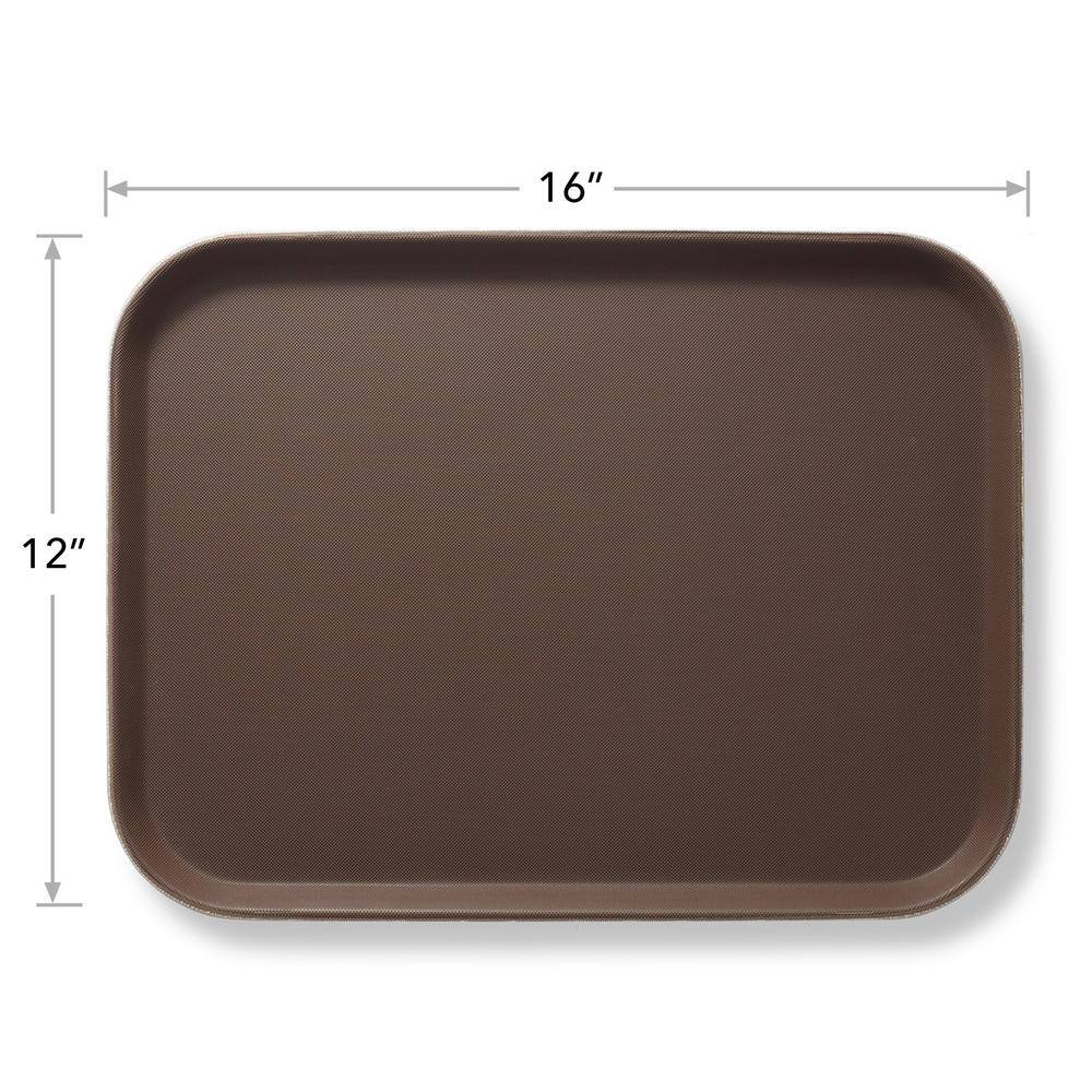 12 in. x 16 in. x .75 in. Rectangular Plastic Non-Slip Serving Trays, Brown – NSF Food Service (Set of 4) - Hercitys