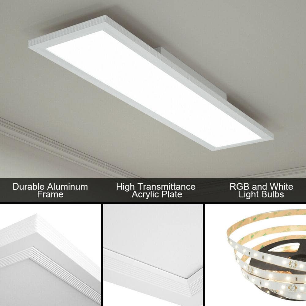 23.5 in. White 18W RGB LED Semi-Flush Mount Ceiling Light with Remote Control (1-Pack) - Hercitys