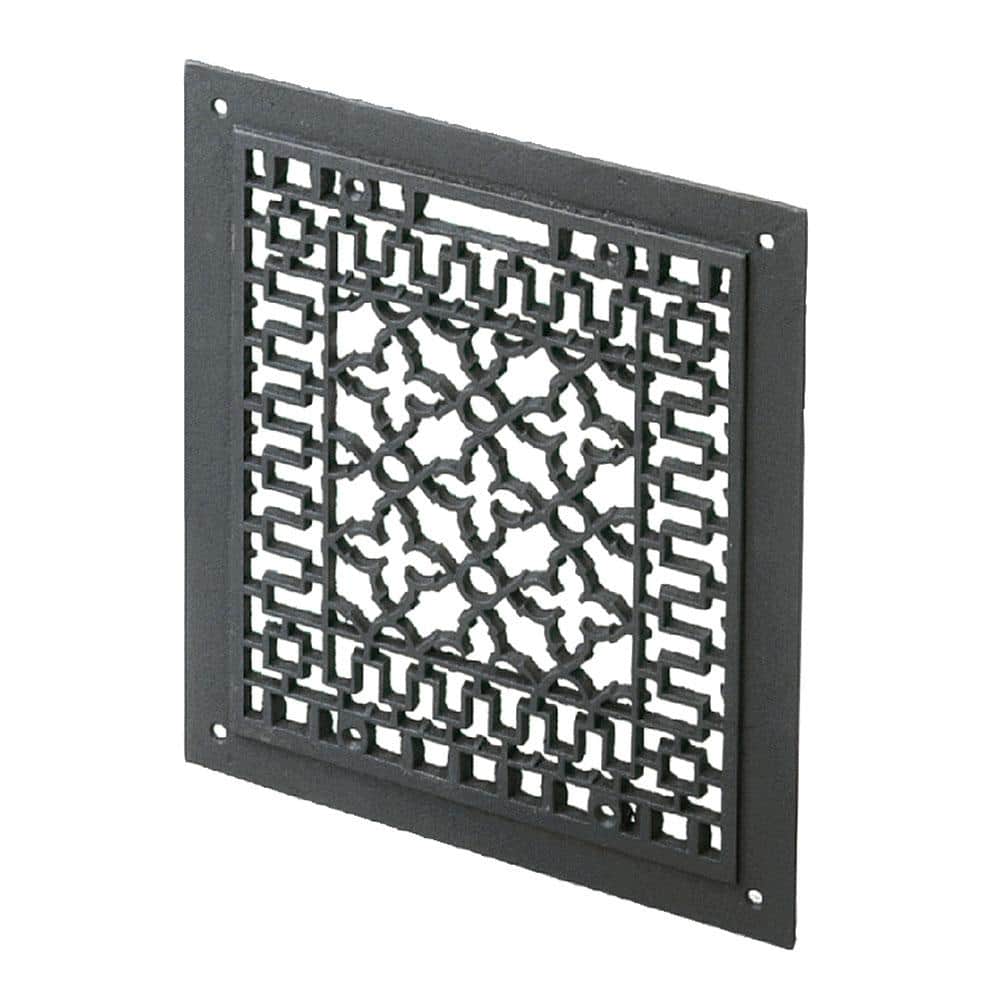 14 in. Tall Cast Iron Decorative Grille in Matte Black - Hercitys
