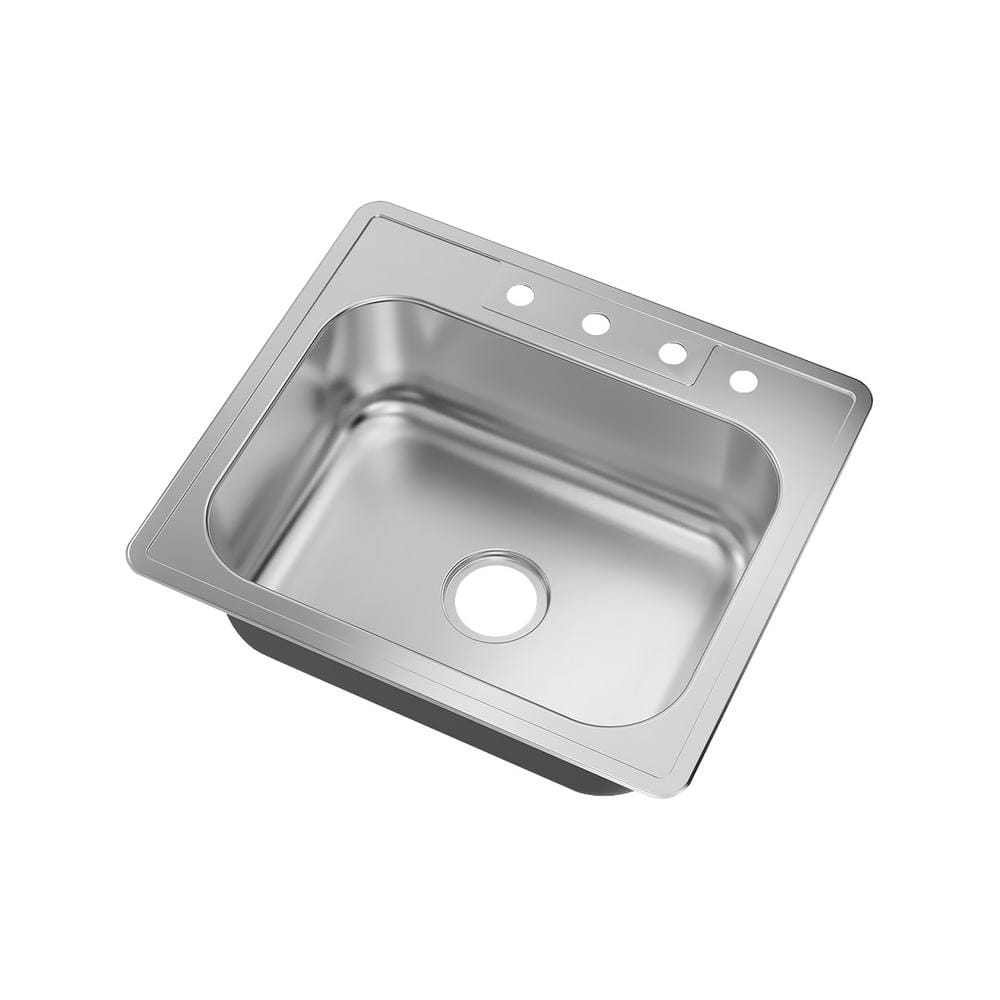 25 in. Drop-In Single Bowl 20-Gauge Stainless Steel Kitchen Sink - Hercitys