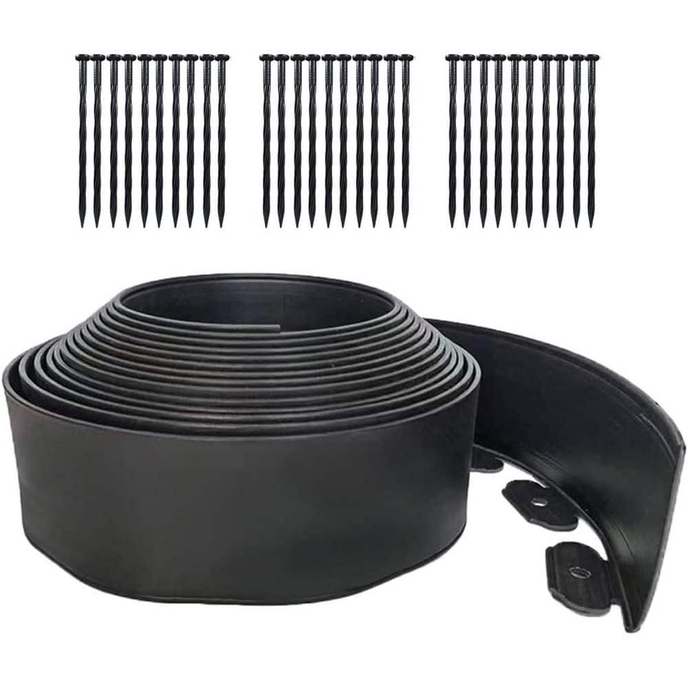 33 ft. x 4 in. Flexible Lawn Edging Kit with 30 Spikes for Garden Borders - Hercitys