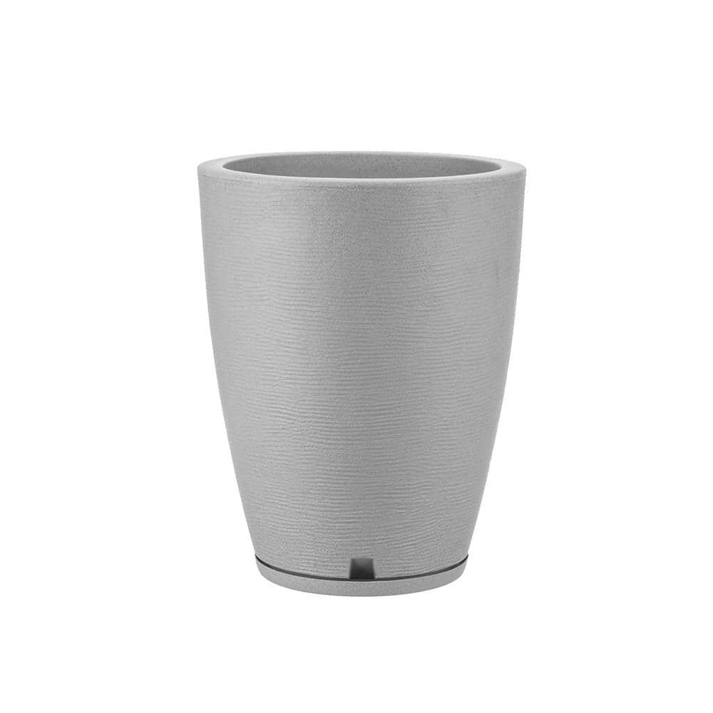 11.84 in. W x 17.4 in. H Amsterdan Small Plastic Resin Indoor and Outdoor Planter – Cement Color - Hercitys