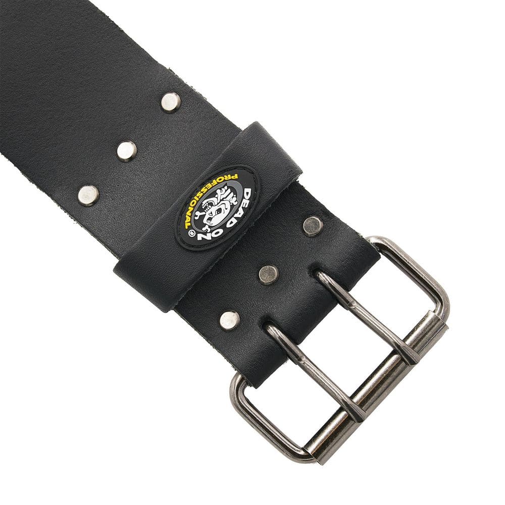3 in. Wide Oil Tan Tool Belt in Black Saddle Leather with Double Tongue Roller Buckle - Hercitys