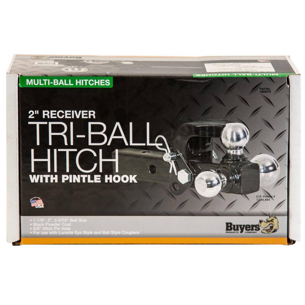 1-7/8 in., 2 in., 2-5/16 in. Chrome Towing Balls Tri-Ball Hitch with Pintle Hook - Hercitys