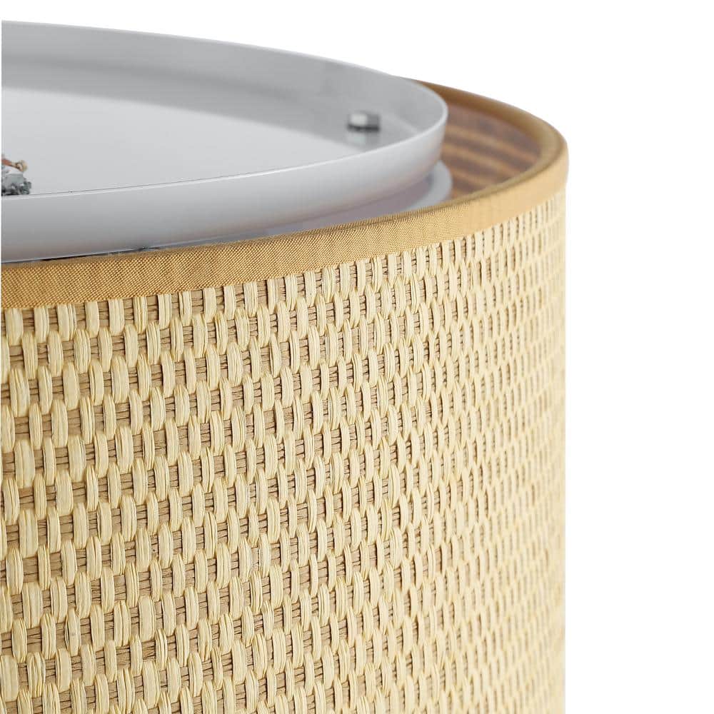 15.7 in. 3-Light Flaxen Shaded Drum Flush Mount, Flaxen Grass cloth Finish - Hercitys