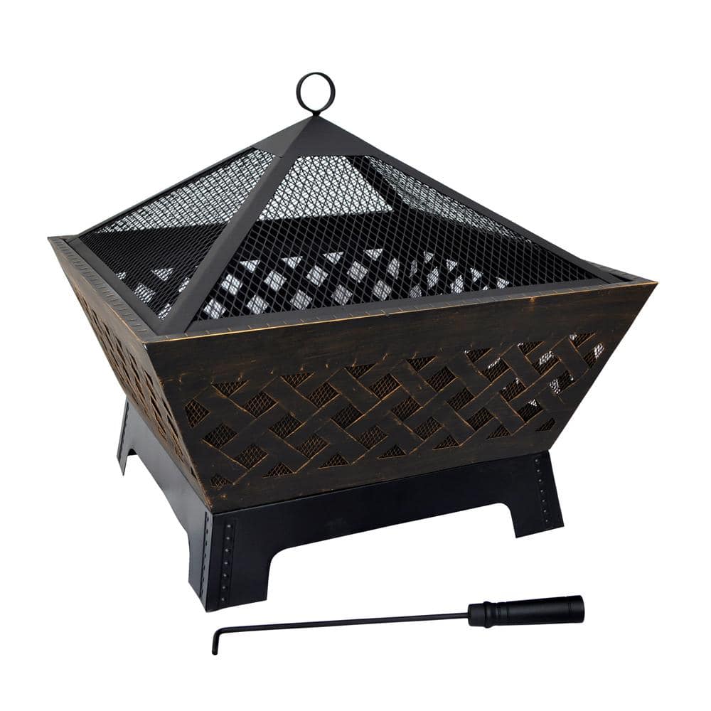 26.5 in. W x 25 in. H Square Steel Lattice Fire Pit - Hercitys