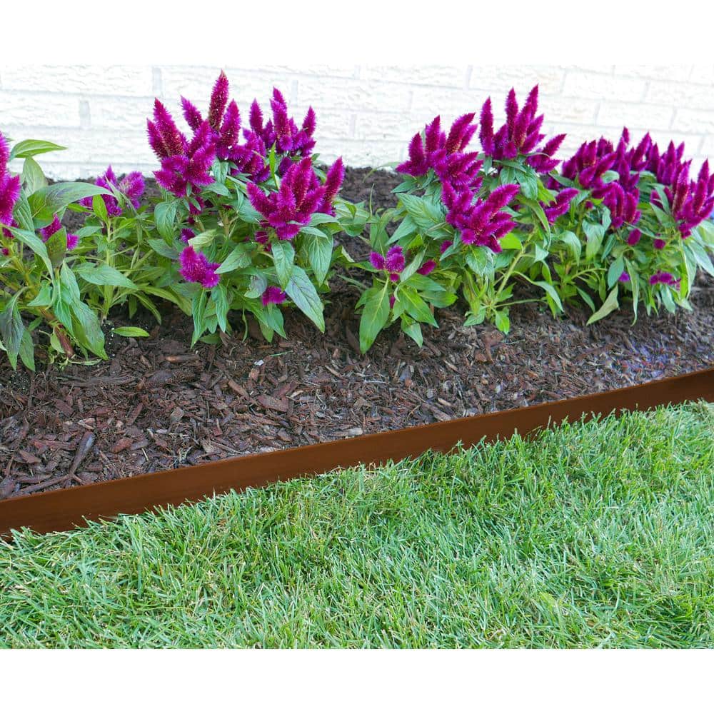 20 ft. L x 2 in. W x 3 in. H Light Brown Tall Resin Innovative Edge No Dig Edging with 9 in. Poly Stakes (10-Quantity) - Hercitys