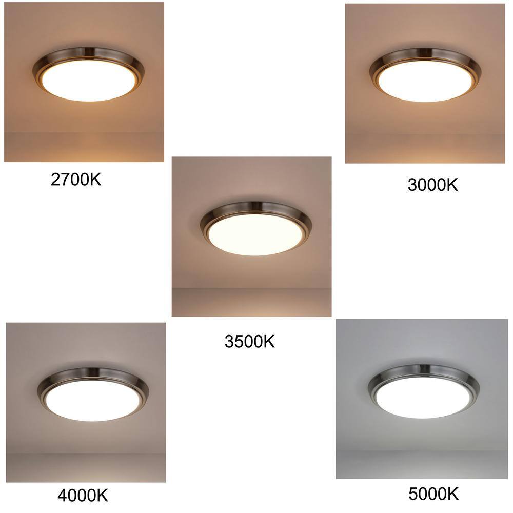 11 in. 1-Light Brushed Nickel Dimmable LED Flush Mount Ceiling Light - Hercitys