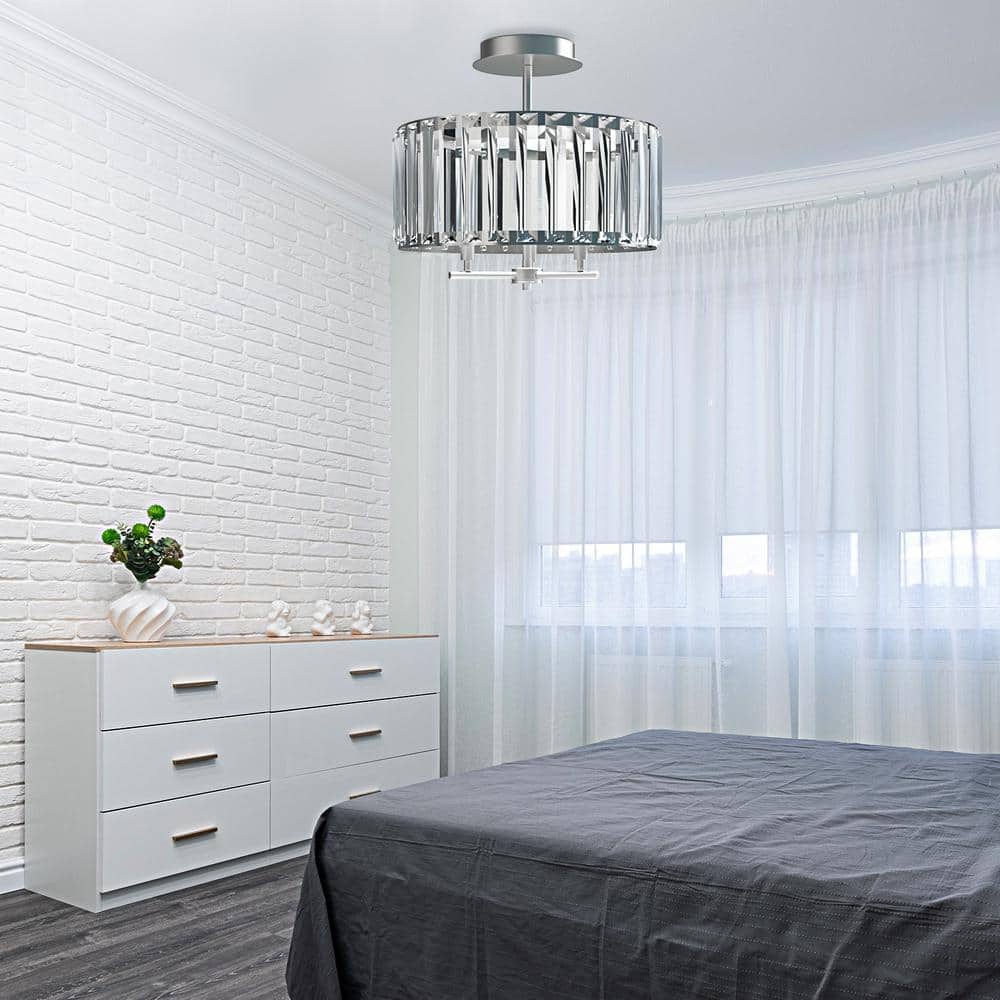 3-Light Crystal Semi Flush Mount Ceiling Light - Hercitys