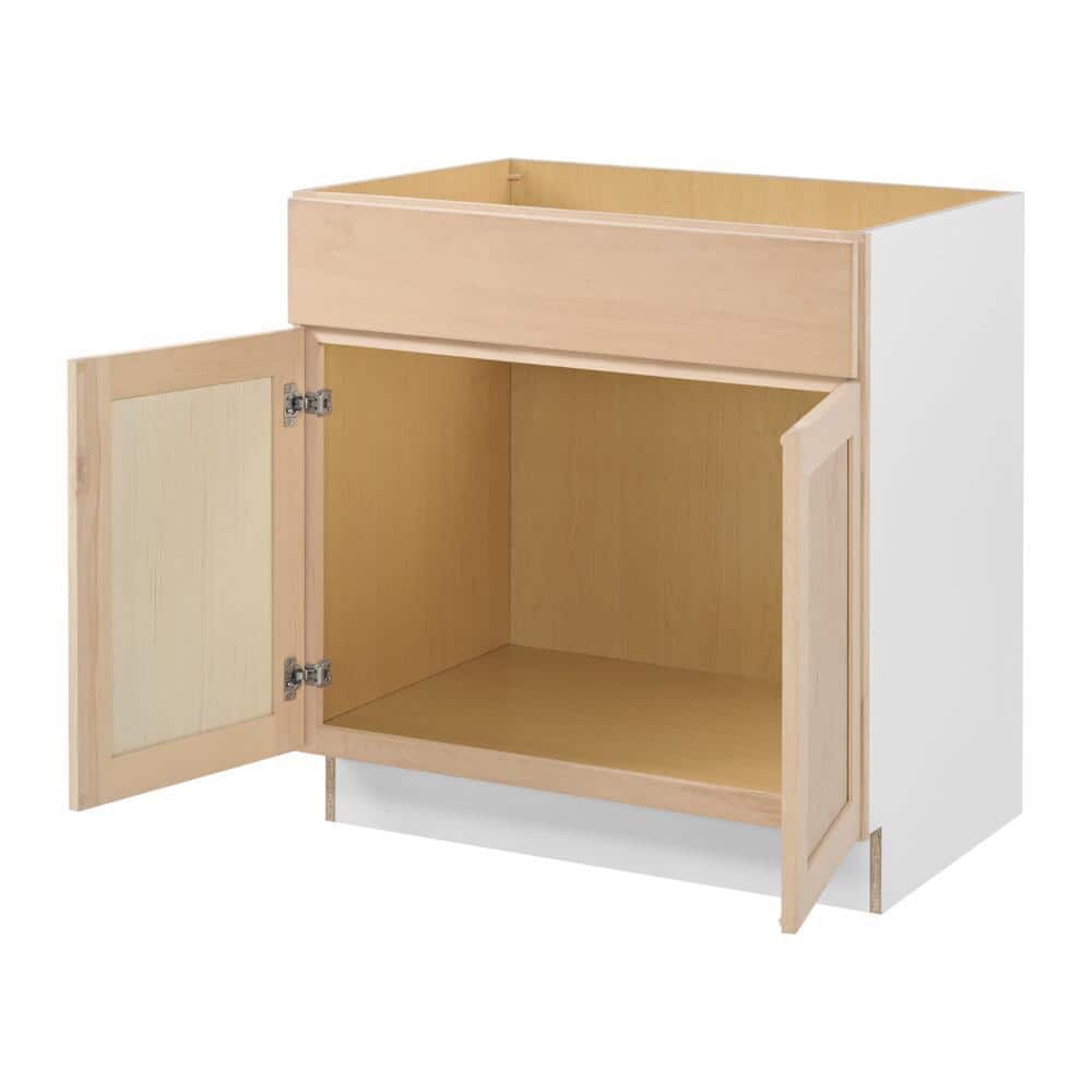 33 in. W x 24 in. D x 34.5 in. H Ready to Assemble Sink Base Kitchen Cabinet in Unfinished with CLICKREADY Technology - Hercitys