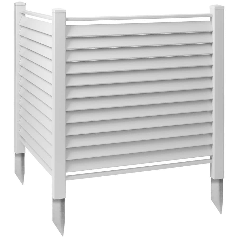 48 in. x 48 in. Louvered Privacy Screen Outdoor Vinyl Fence Panel for AC-WHT - Hercitys